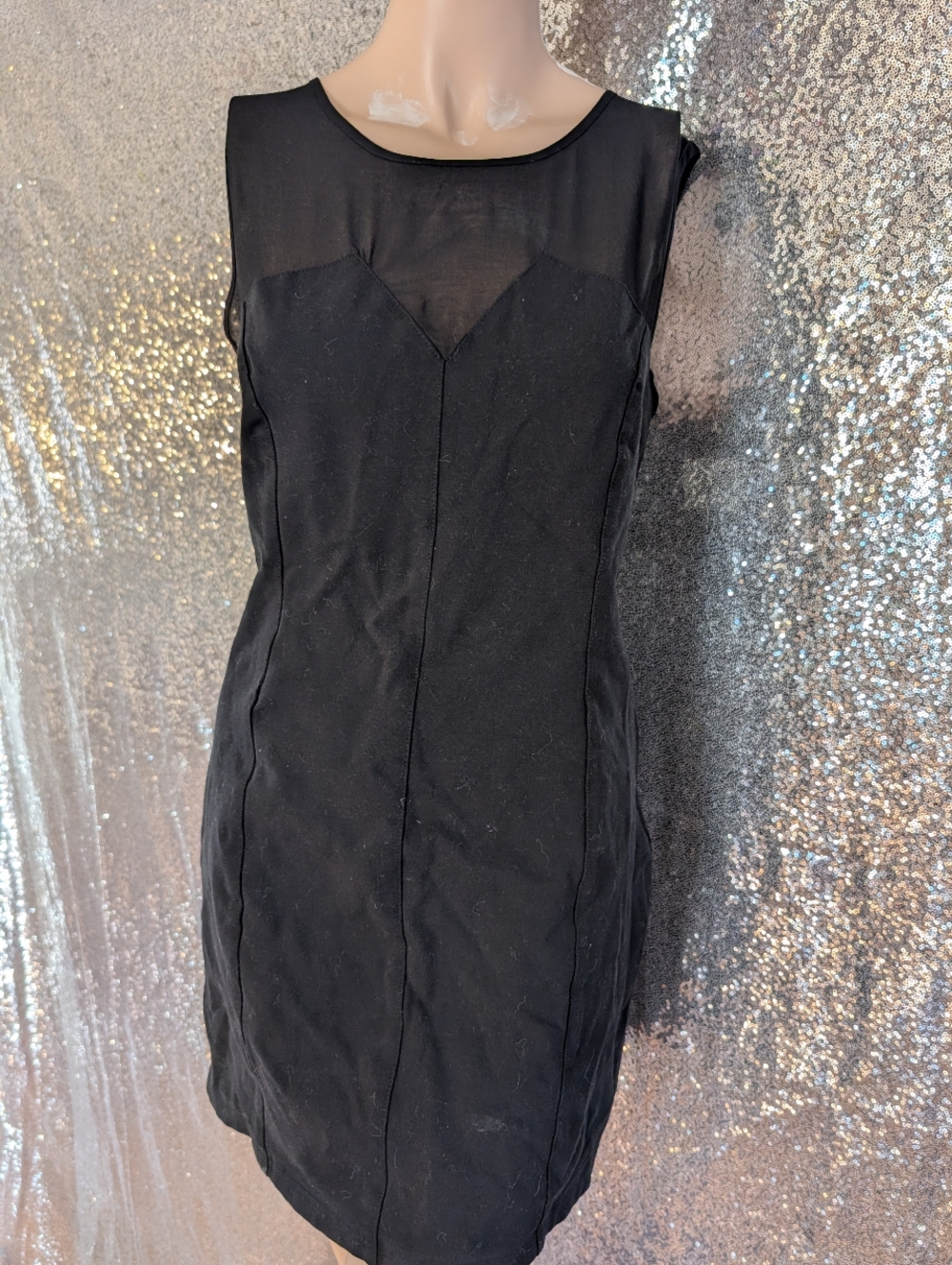 Pink Martini Black Sweetheart Mesh Sheer Panel Bodycon Mini Dress - Size L